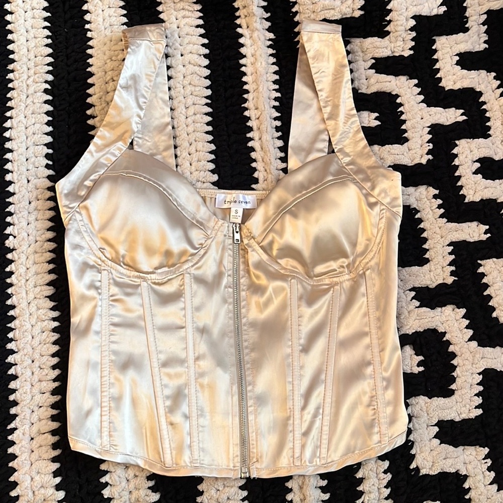 golden zip up tank top